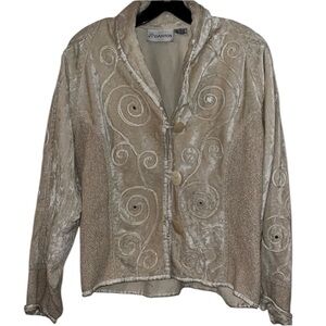 Gantos size medium ivory velveteen & mixed media jacket ivory like buttons